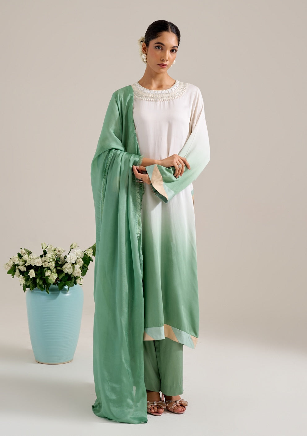 Ivy Supima Cotton Green Kurta Set