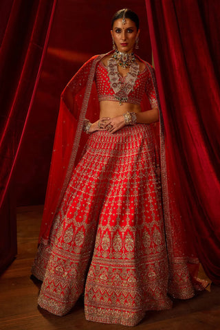 Red aradhya lehenga set