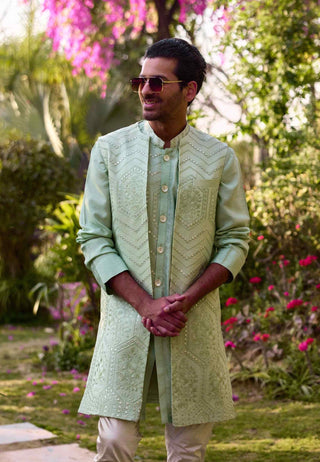 Fateh mint green bandi set