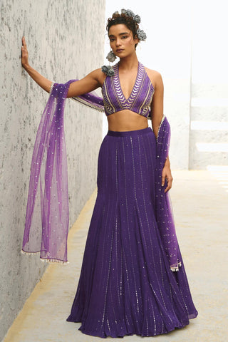Purple stardust galaxy mermaid skirt set