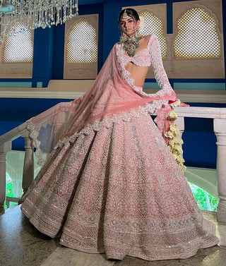 Pink emery lehenga set