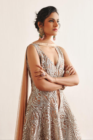 Sherwani Sharara Set for Indian Wedding – Peach Sleeveless Sherwani Ensemble by Twenty Nine