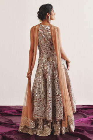 Sherwani Sharara Set for Indian Wedding – Peach Sleeveless Sherwani Ensemble by Twenty Nine