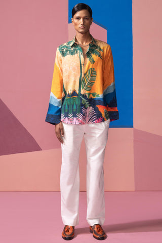 Orange sunset postcard full sleeve shirt