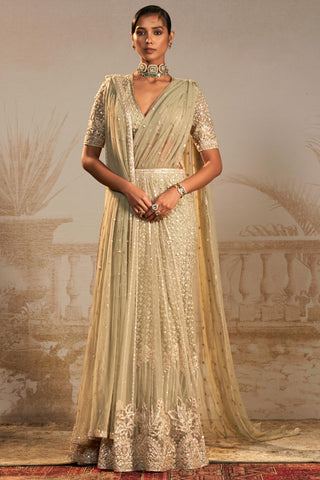 Green sitara safarnama saree skirt set