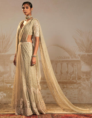 Green sitara safarnama saree skirt set