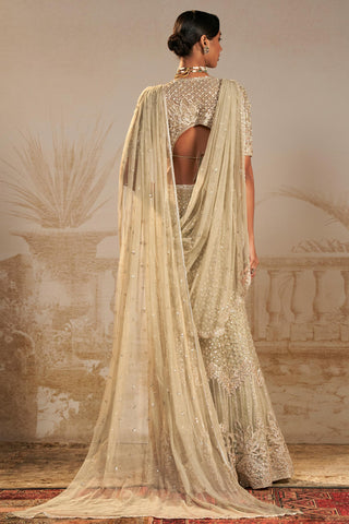 Green sitara safarnama saree skirt set