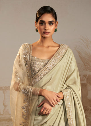 Green resham safarnama saree set