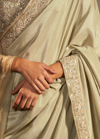 Green resham safarnama saree set