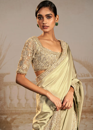 Green resham safarnama saree set