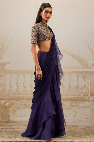 Purple geet safarnama saree set