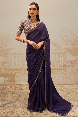 Purple rangrez safarnama saree set