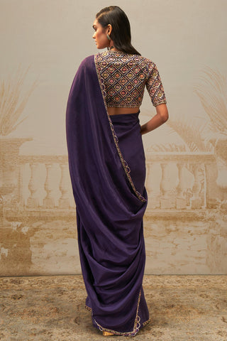 Purple rangrez safarnama saree set
