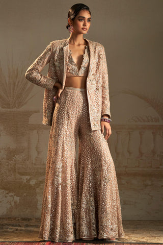 Beige barfi safarnama jacket set