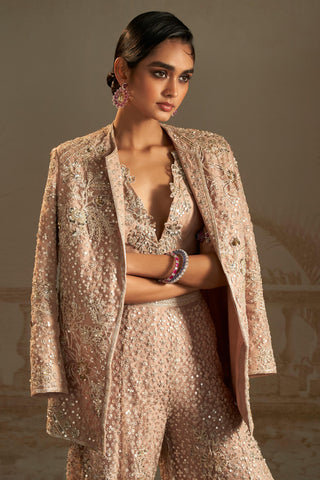 Beige barfi safarnama jacket set