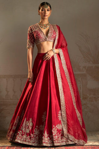 Red moga safarnama lehenga set