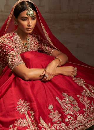 Red moga safarnama lehenga set
