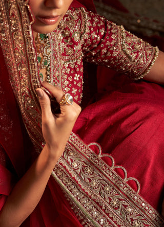 Red moga safarnama lehenga set