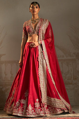 Red moga safarnama lehenga set
