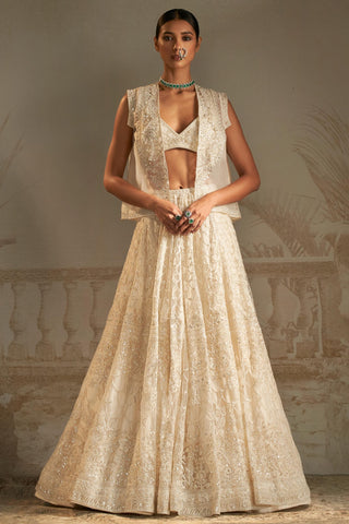 Ivory moti safarnama lehenga set