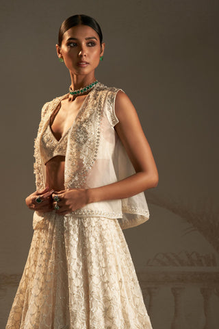 Ivory moti safarnama lehenga set