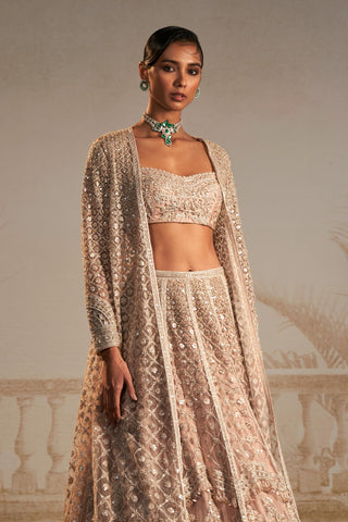 Beige gallaan safarnama lehenga set