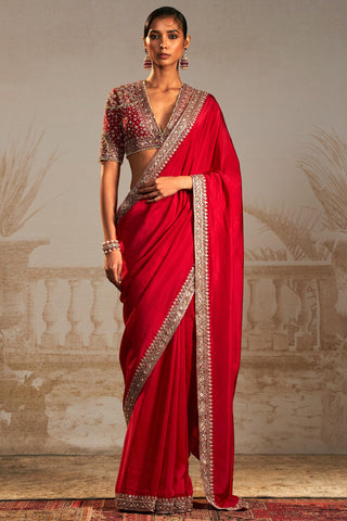 Red lagan safarnama saree set
