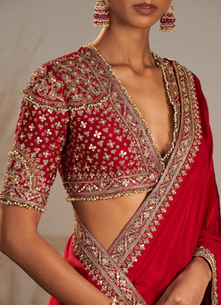 Red lagan safarnama saree set