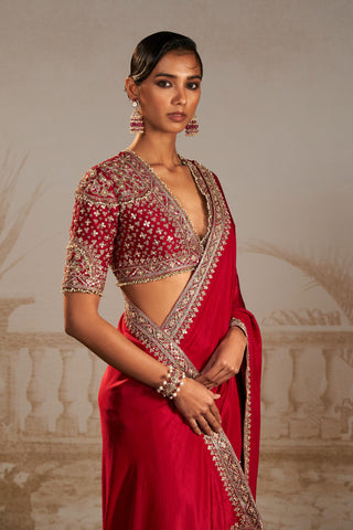 Red lagan safarnama saree set