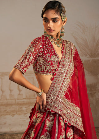 Red shanno safarnama lehenga set
