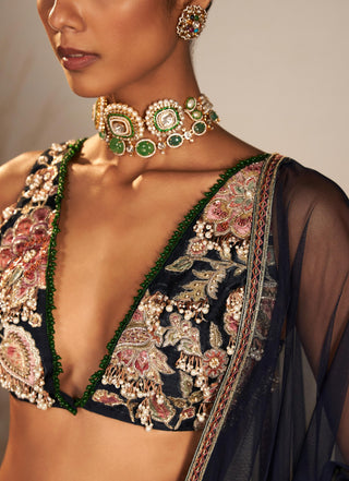 Blue saanjh safarnama lehenga set