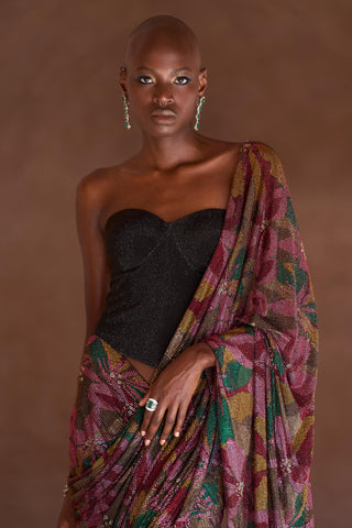 Black yasmeen seher corset saree set