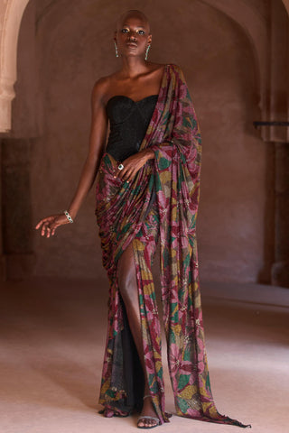 Black yasmeen seher corset saree set