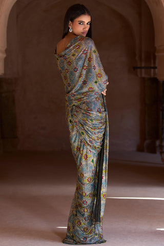 Black sana seher corset saree set