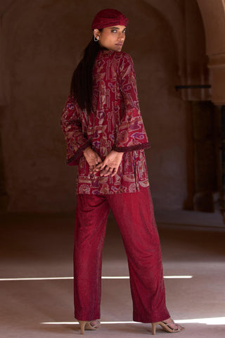 Maroon nebeth seher tunic with pants set