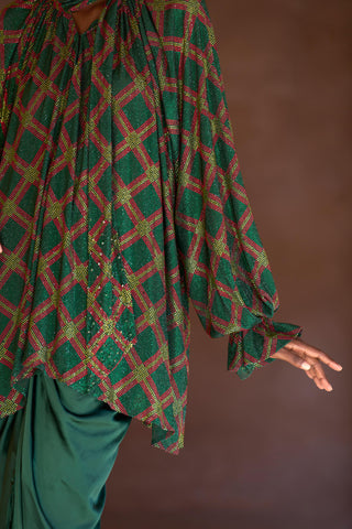 Green raneem seher tunic with skirt set