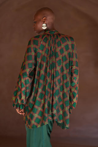 Green raneem seher tunic with skirt set