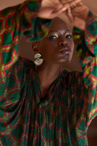 Green raneem seher tunic with skirt set