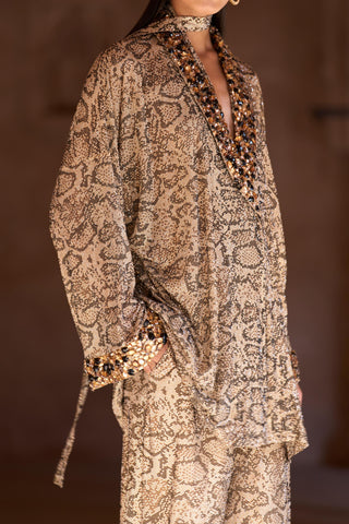 Gold kiya seher tunic with pants set