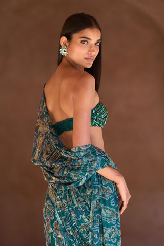 Green sia seher saree set