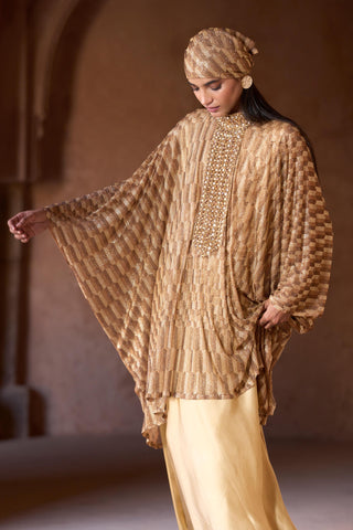 Gold emira seher tunic with skirt set