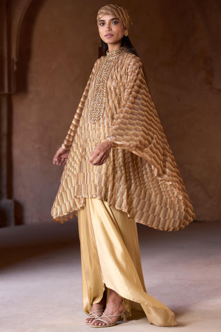 Gold emira seher tunic with skirt set