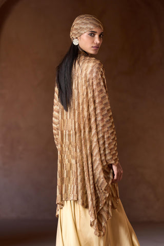 Gold emira seher tunic with skirt set