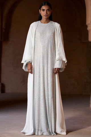 White sharifa seher abaya set