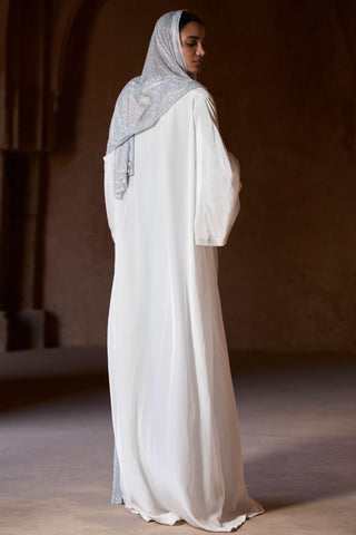 White sharifa seher abaya hijab set