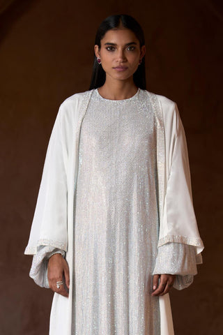 White sharifa seher abaya set