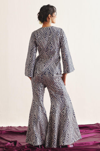 Blazer Pant Set for Contemporary Wear – Purple Short Blazer with Bootcut by Twenty Nine