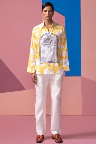 Yellow window pane postcard full sleeve shirt