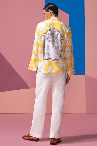 Yellow window pane postcard full sleeve shirt
