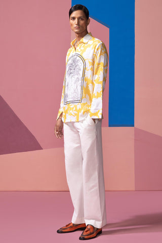 Yellow window pane postcard full sleeve shirt